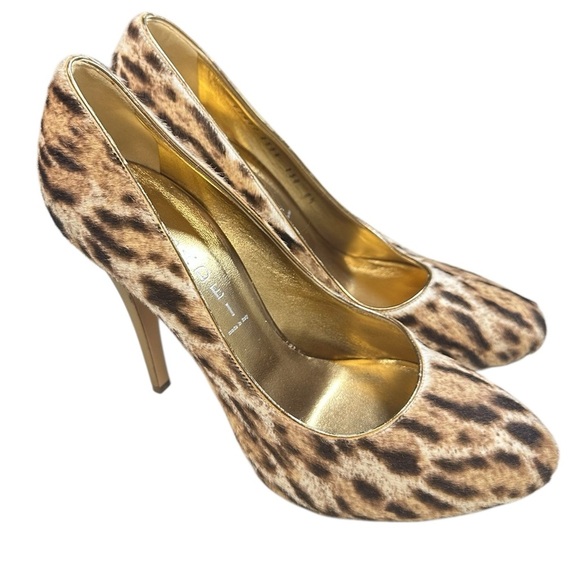 CASADEI featured in VOGUE calf hair Leopard pump heels gold sz 8.5 - Picture 2 of 9
